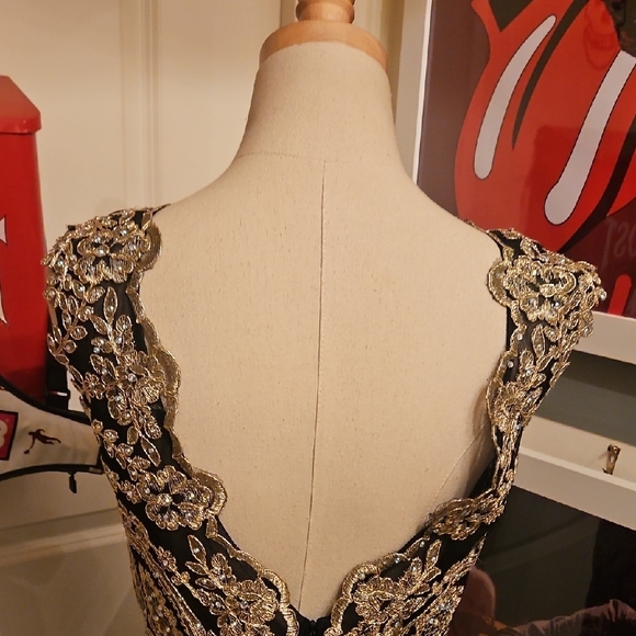 Anny Lee Black Maxi Dress with Gold Embellishment - Picture 8 of 13